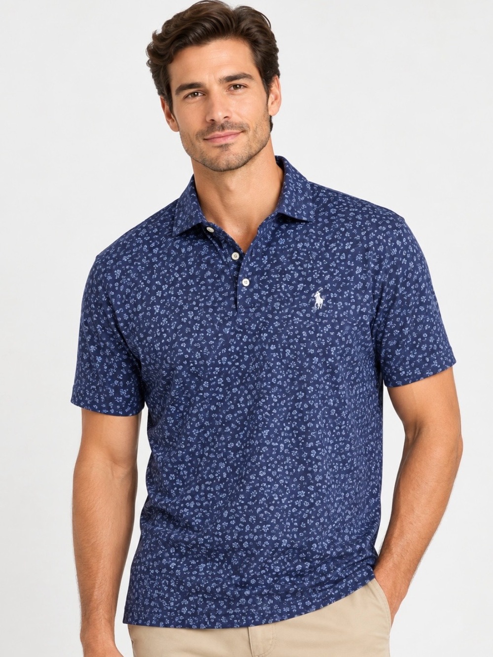 Polo by Ralph Lauren Navy Floral-Print Men’s Polo size m